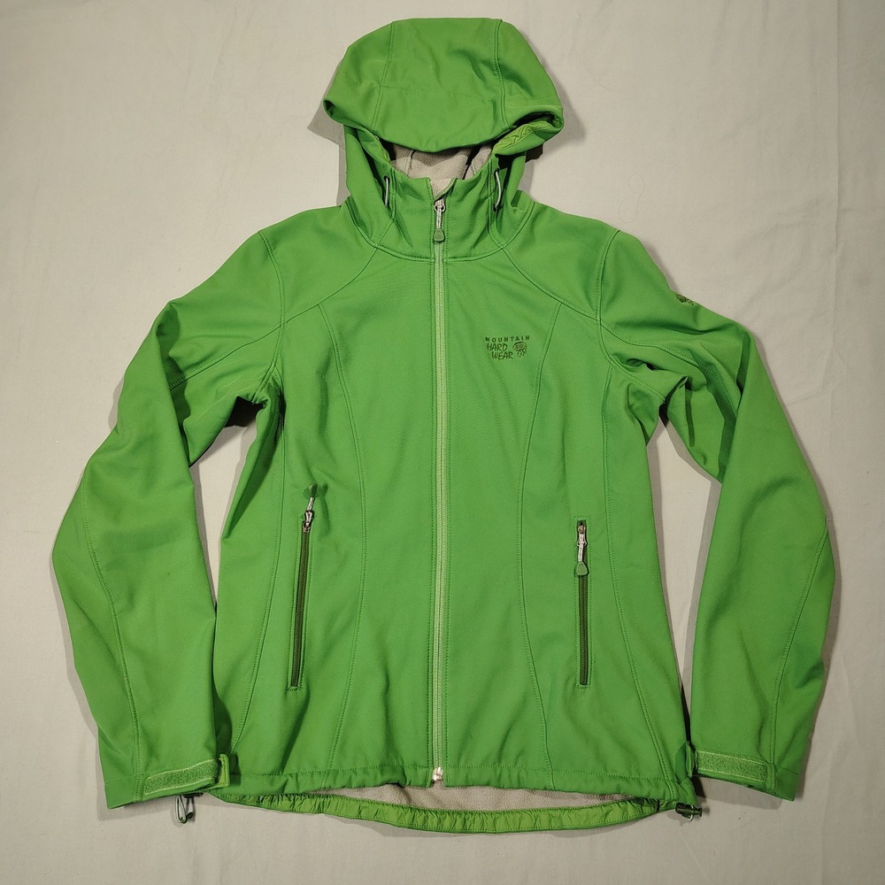 Mountain Hardwear Jacket Womens Small Green Principia Hooded Softshell OL4749